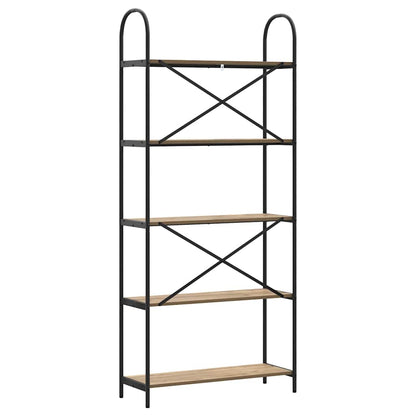 vidaXL Bookshelf 5-Tier 80 x 30 x 183 cm Engineered wood Artisan Oak
