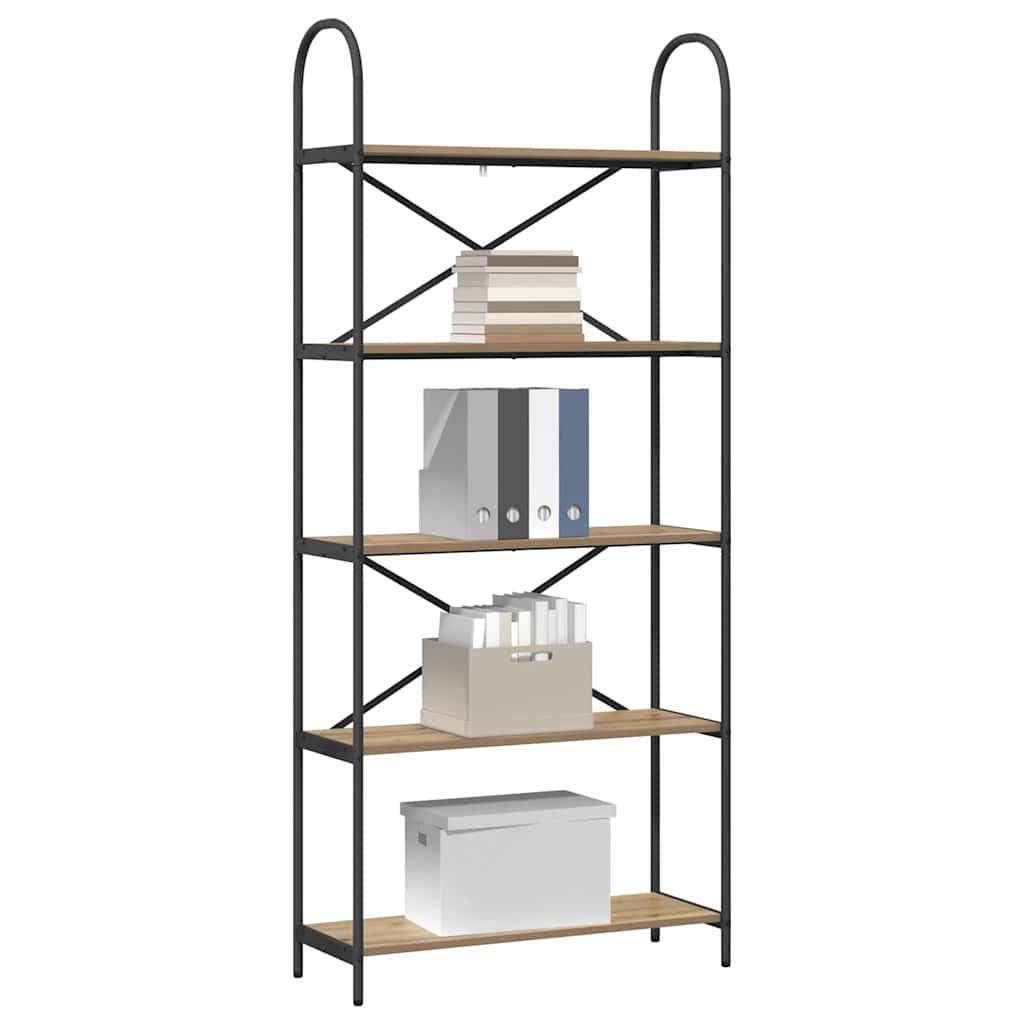 vidaXL Bookshelf 5-Tier 80 x 30 x 183 cm Engineered wood Artisan Oak