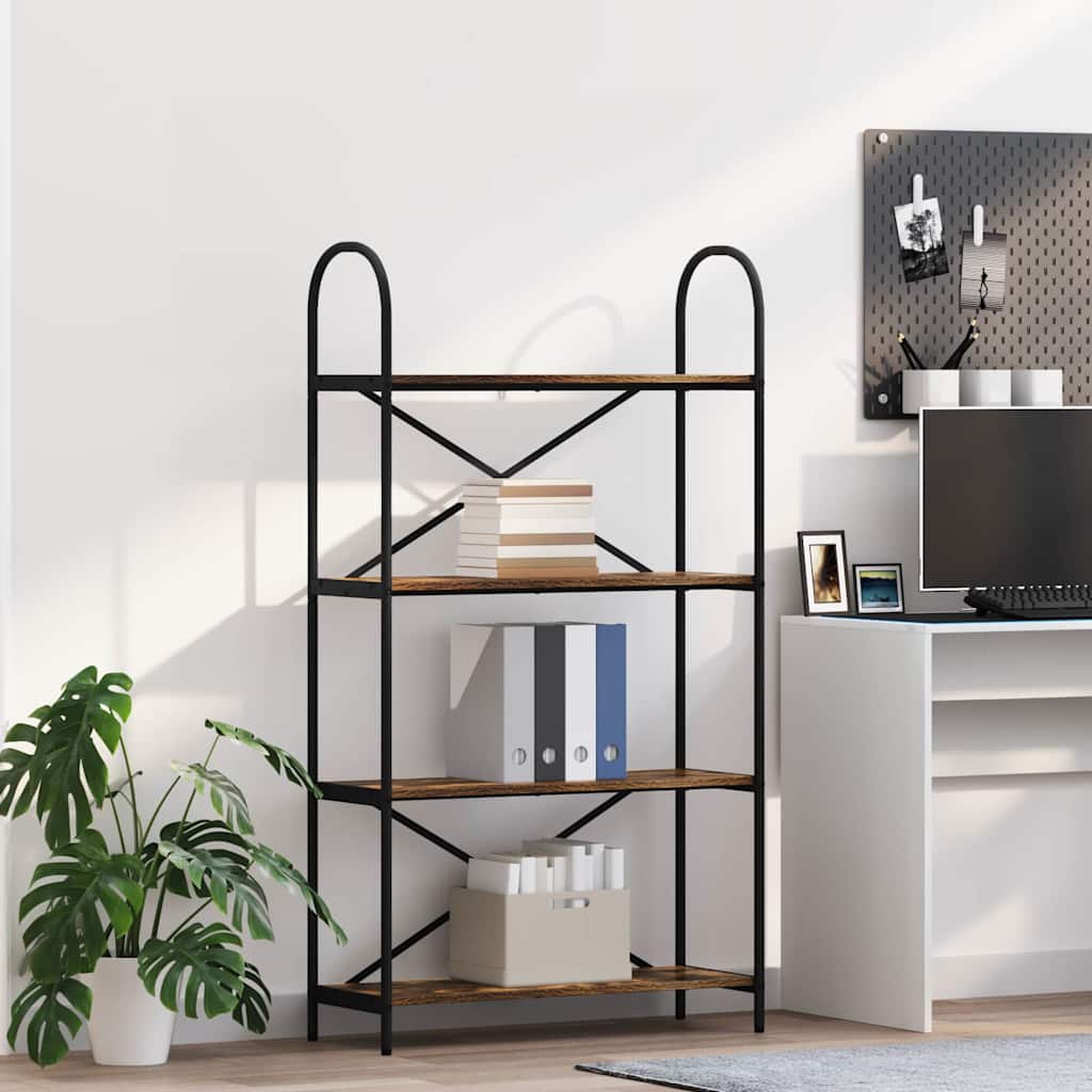 vidaXL Bookshelf 4-Tier 80 x 30 x 146 cm Engineered wood Smoked Oak