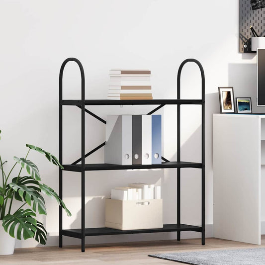 vidaXL Bookshelf 3-Tier 80 x 30 x 109 cm Engineered wood Black Oak