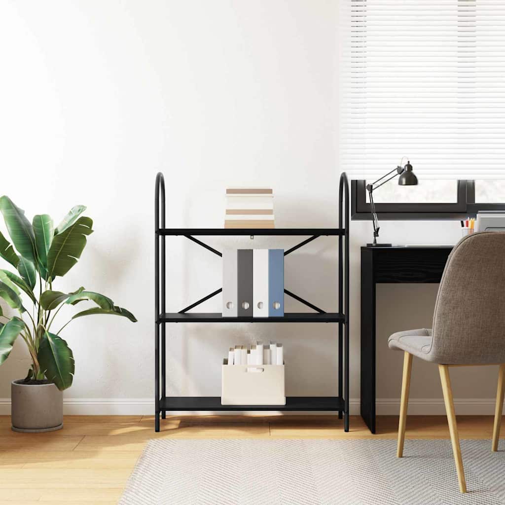 vidaXL Bookshelf 3-Tier 80 x 30 x 109 cm Engineered wood Black Oak
