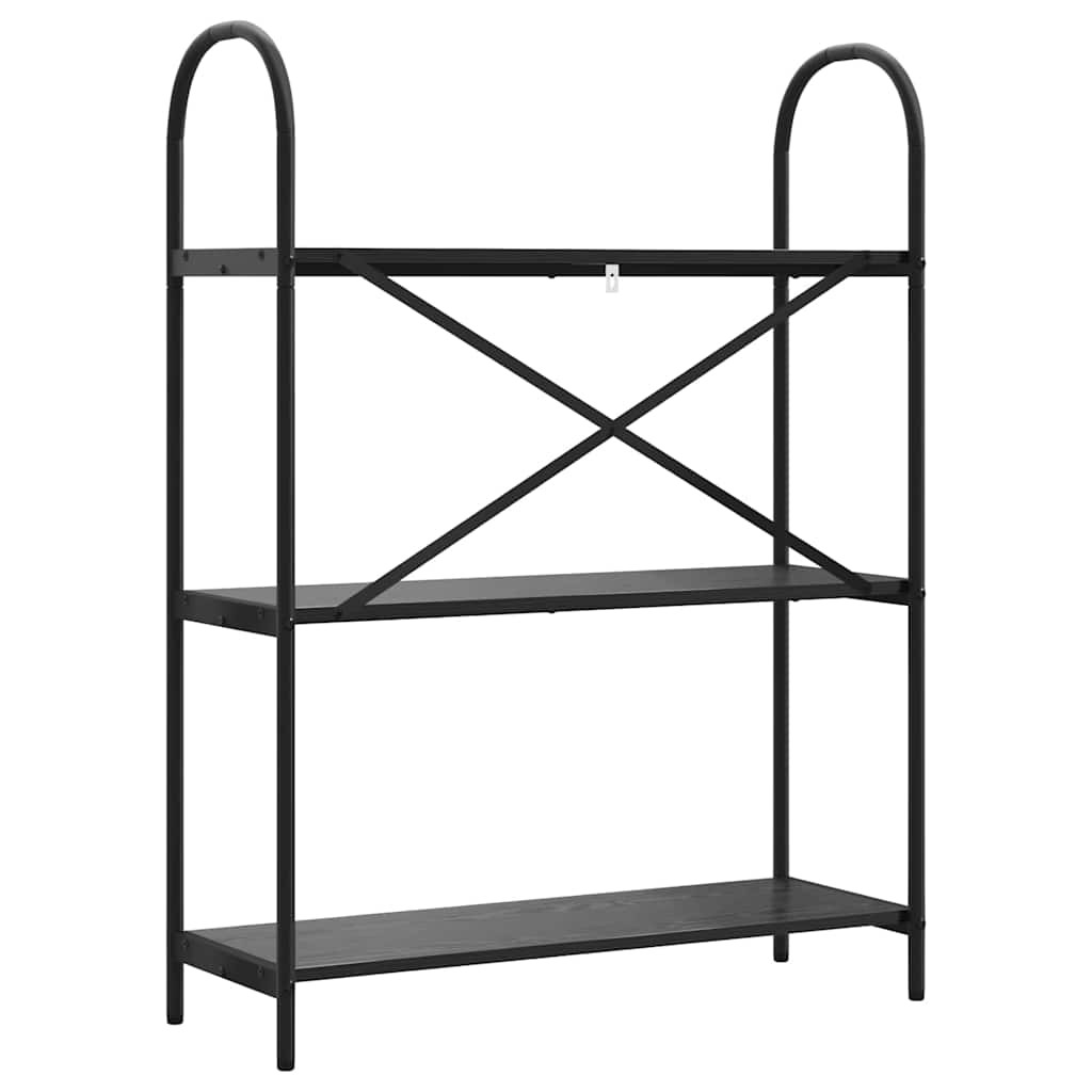 vidaXL Bookshelf 3-Tier 80 x 30 x 109 cm Engineered wood Black Oak