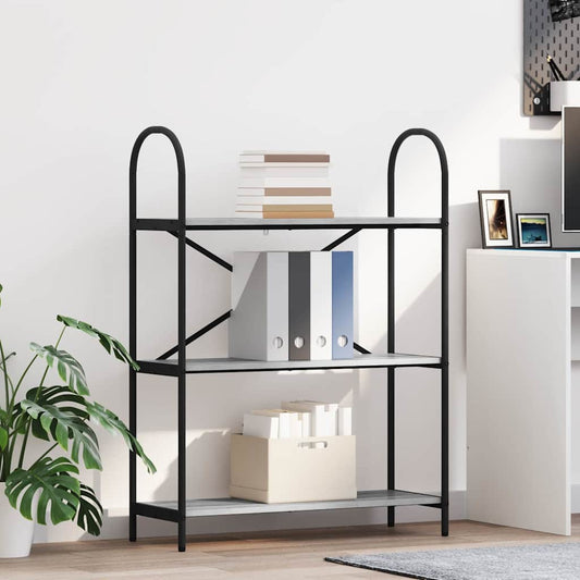 vidaXL Bookshelf 3-Tier 80 x 30 x 109 cm Engineered wood Grey Sonoma