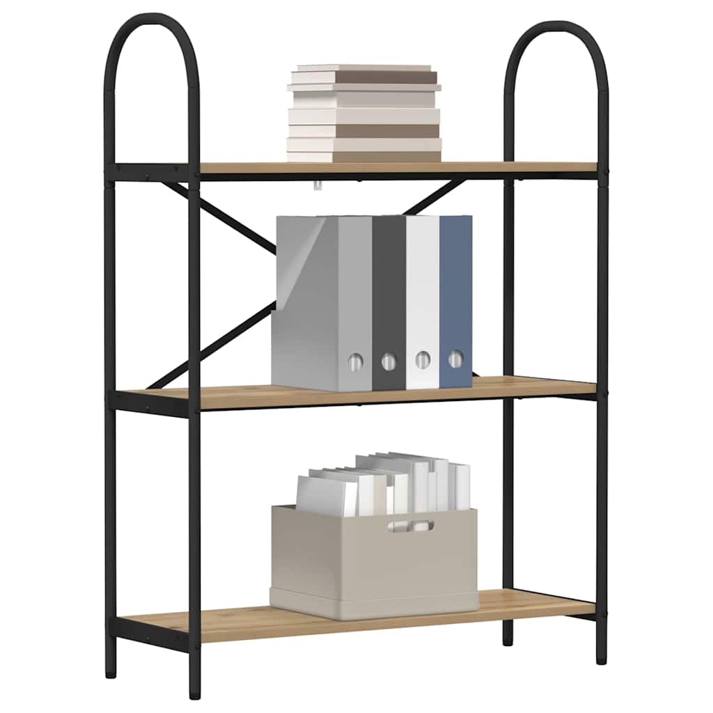 vidaXL Bookshelf 3-Tier 80 x 30 x 109 cm Engineered wood Artisan Oak