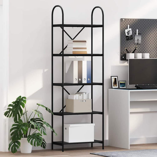 vidaXL Bookshelf 5-Tier 60 x 30 x 183 cm Engineered wood Black Oak