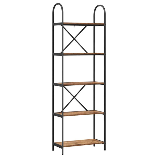 vidaXL Bookshelf 5-Tier 60 x 30 x 183 cm Engineered wood Old Wood