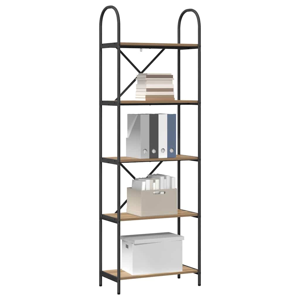 vidaXL Bookshelf 5-Tier 60 x 30 x 183 cm Engineered wood Artisan Oak