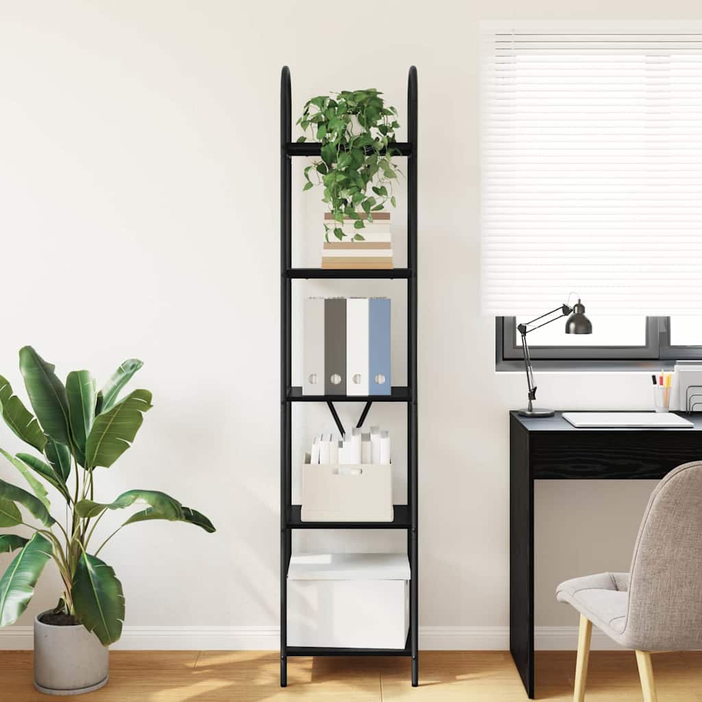 vidaXL Bookshelf 5-Tier 40 x 30 x 183 cm Engineered wood Black Oak