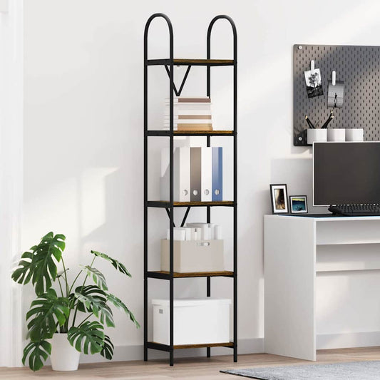 vidaXL Bookshelf 5-Tier 40 x 30 x 183 cm Engineered wood Smoked Oak