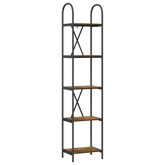 vidaXL Bookshelf 5-Tier 40 x 30 x 183 cm Engineered wood Smoked Oak