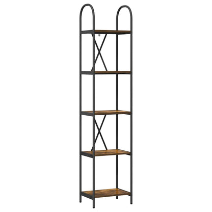 vidaXL Bookshelf 5-Tier 40 x 30 x 183 cm Engineered wood Smoked Oak