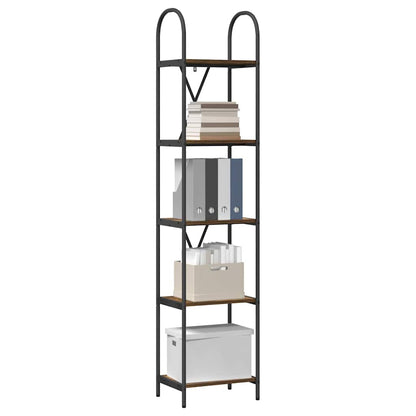vidaXL Bookshelf 5-Tier 40 x 30 x 183 cm Engineered wood Smoked Oak