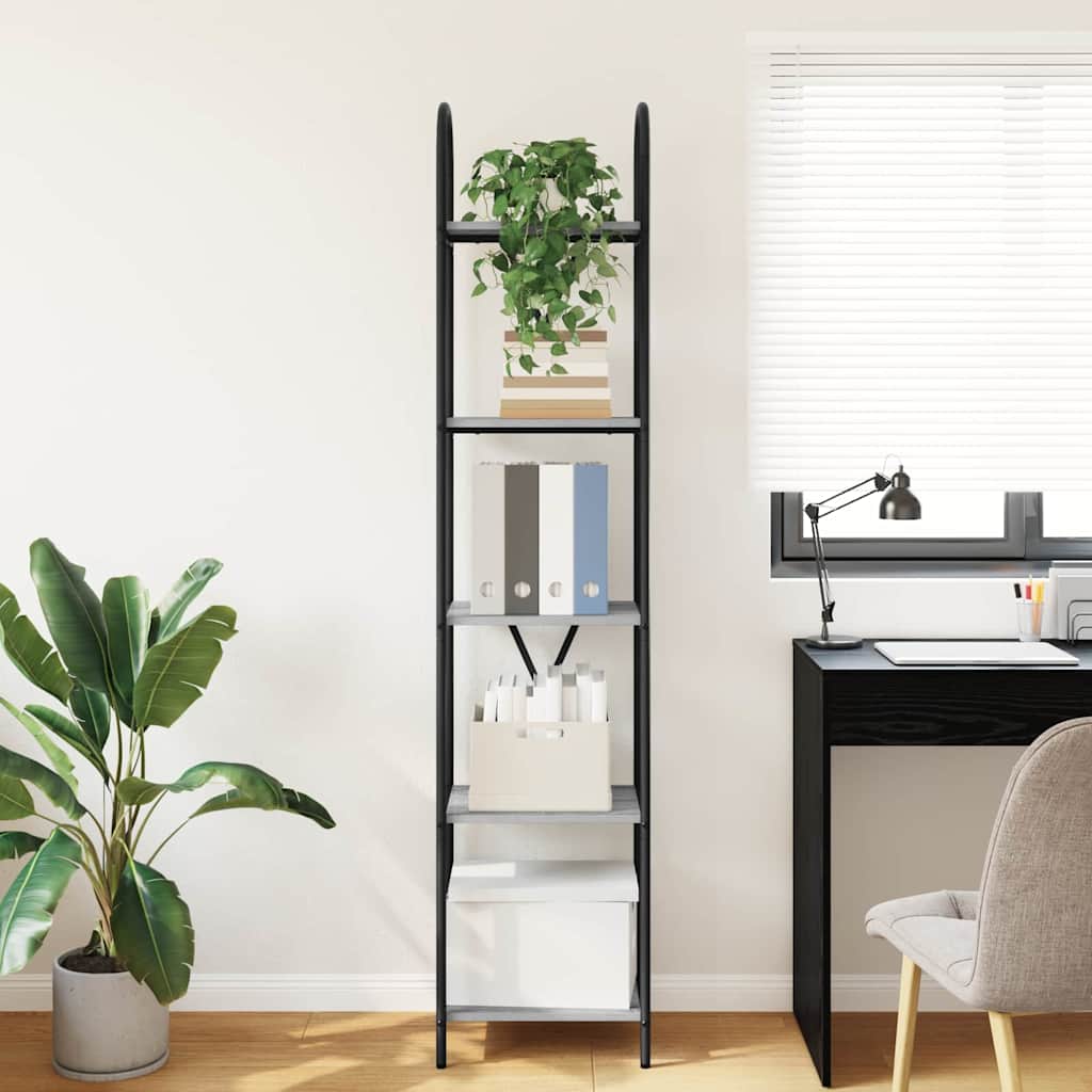 vidaXL Bookshelf 5-Tier 40 x 30 x 183 cm Engineered wood Grey Sonoma