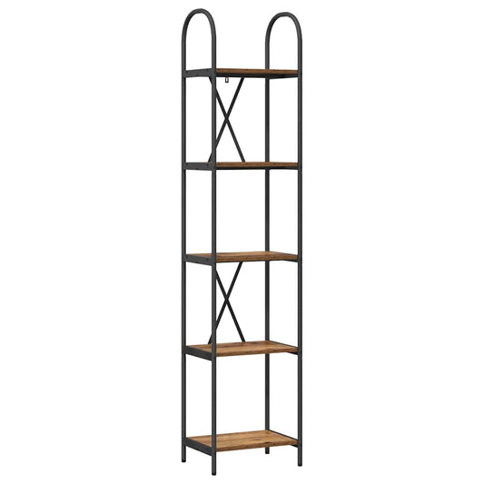 vidaXL Bookshelf 5-Tier 40 x 30 x 183 cm Engineered wood Old Wood