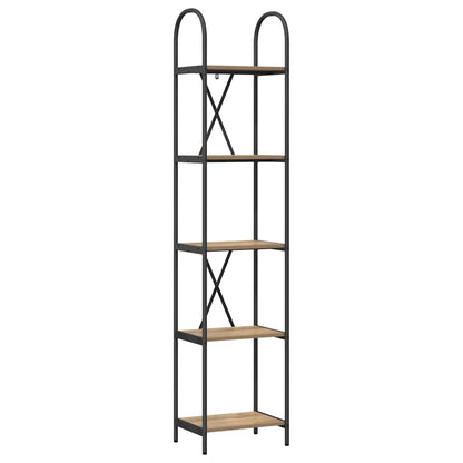 vidaXL Bookshelf 5-Tier 40 x 30 x 183 cm Engineered wood Artisan Oak