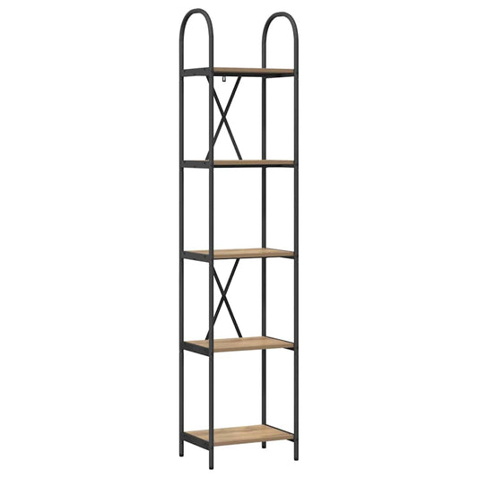 vidaXL Bookshelf 5-Tier 40 x 30 x 183 cm Engineered wood Artisan Oak