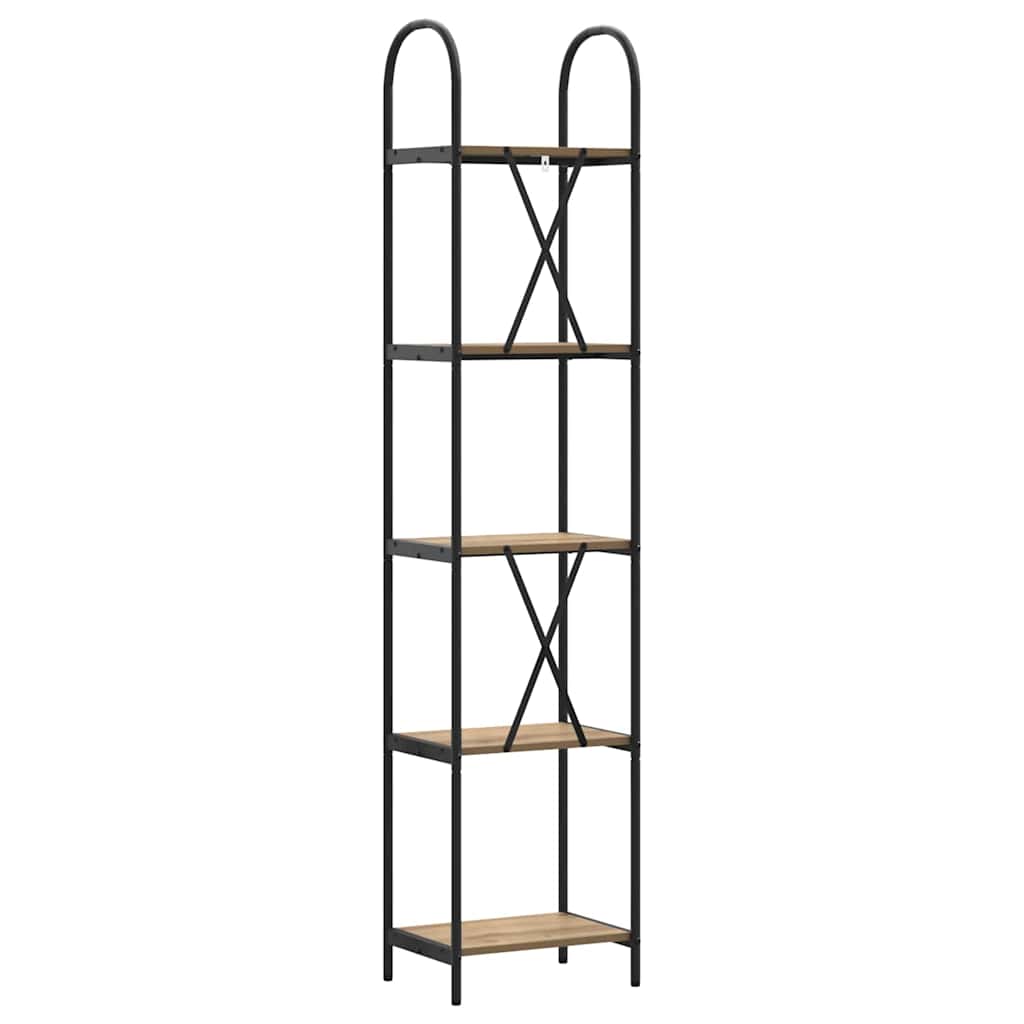 vidaXL Bookshelf 5-Tier 40 x 30 x 183 cm Engineered wood Artisan Oak