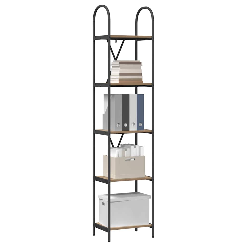 vidaXL Bookshelf 5-Tier 40 x 30 x 183 cm Engineered wood Artisan Oak