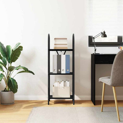 vidaXL Bookshelf 3-Tier 40 x 30 x 109 cm Engineered wood Black Oak