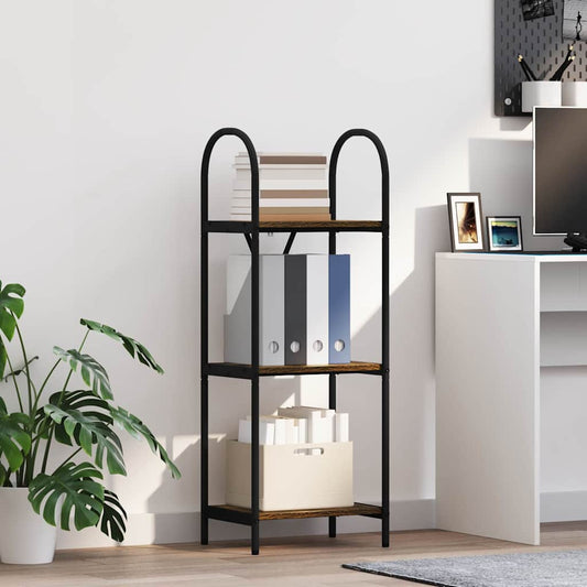 vidaXL Bookshelf 3-Tier 40 x 30 x 109 cm Engineered wood Smoked Oak