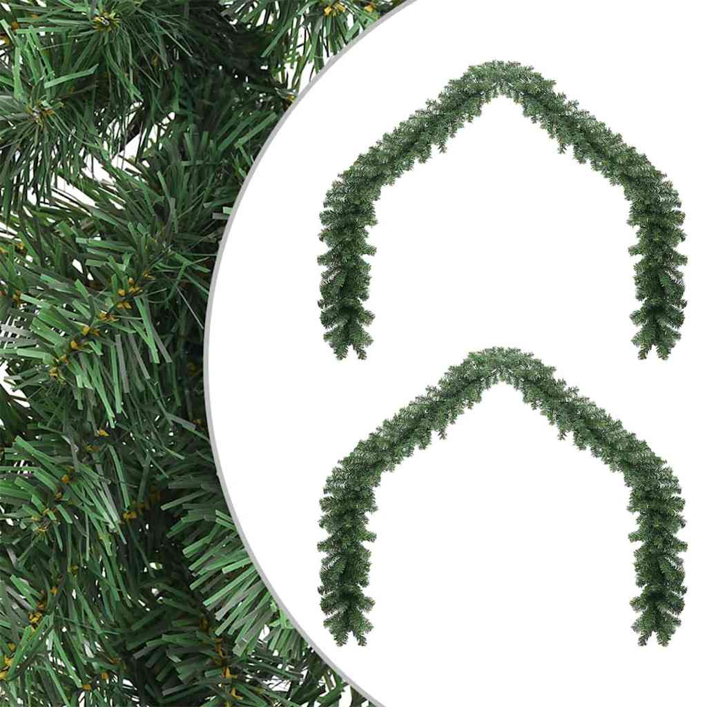 vidaXL Christmas Garland 2 pcs Green 20 m PVC