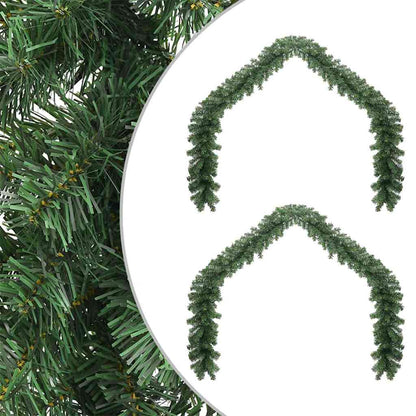 vidaXL Christmas Garland 2 pcs Green 20 m PVC