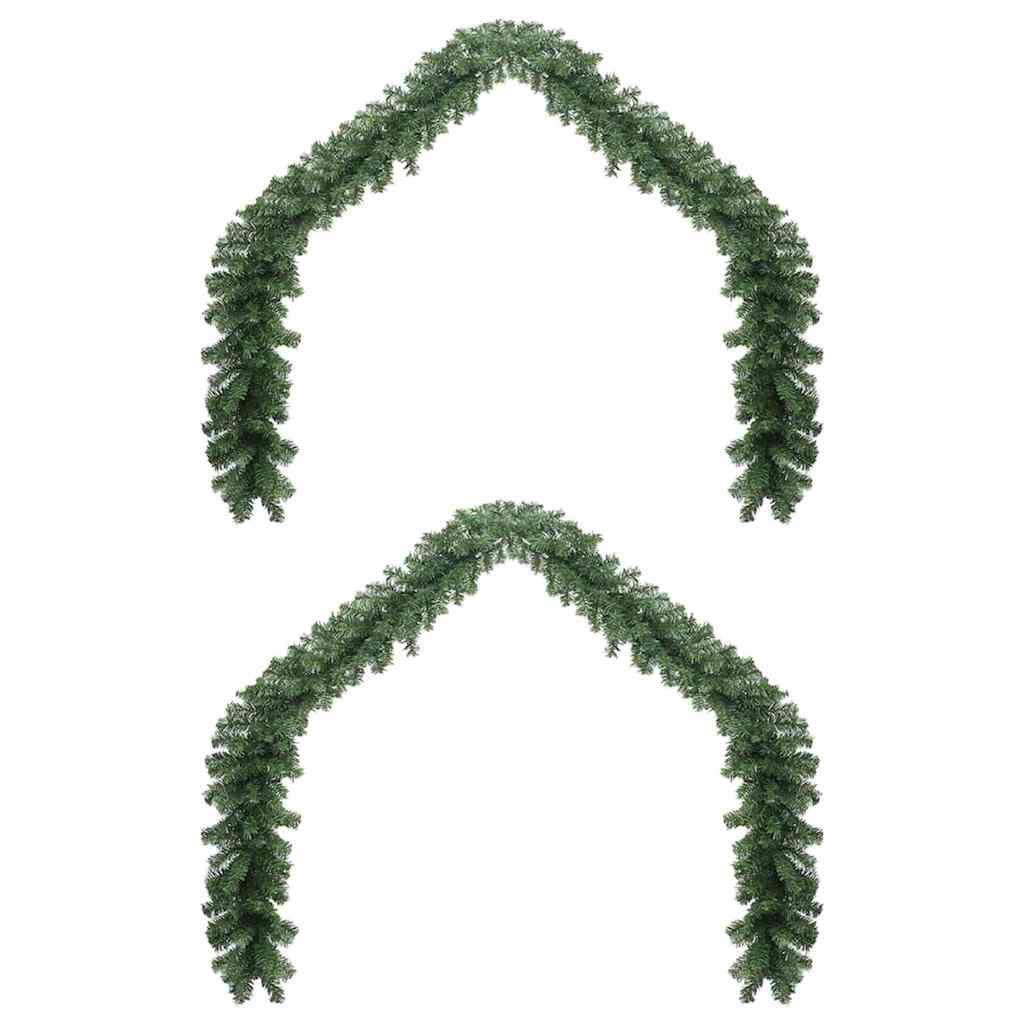 vidaXL Christmas Garland 2 pcs Green 20 m PVC