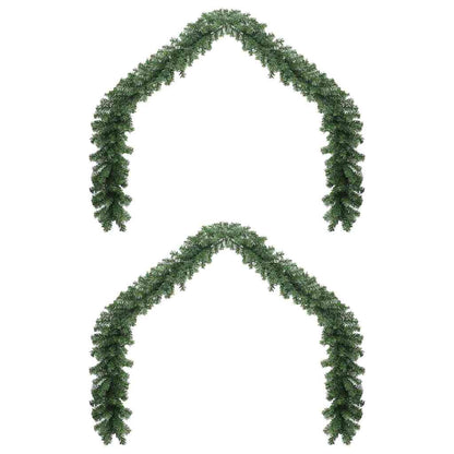 vidaXL Christmas Garland 2 pcs Green 20 m PVC