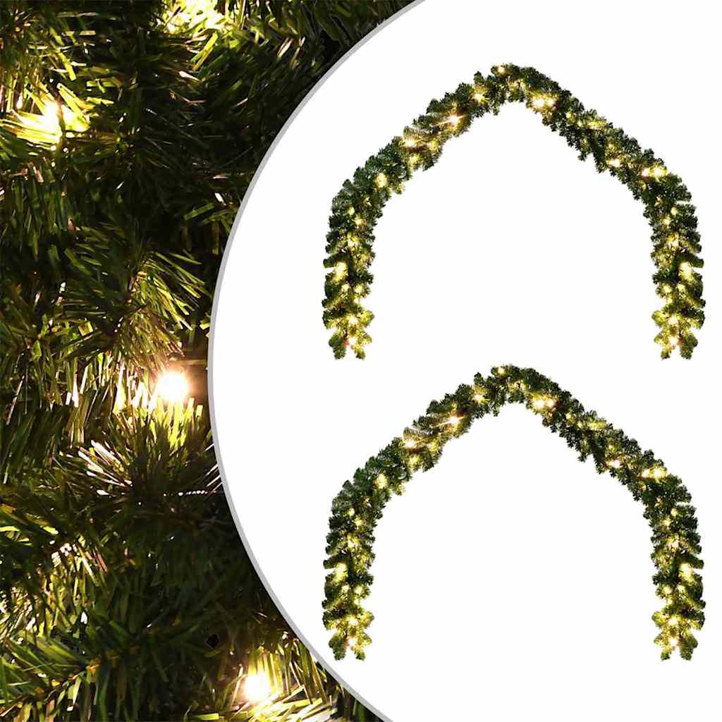 vidaXL Christmas Garland with 600 LEDs 2 pcs Green PVC