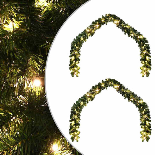 vidaXL Christmas Garland with 600 LEDs 2 pcs Green PVC