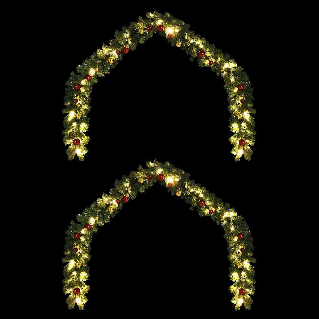 vidaXL Christmas Garland with 600 LEDs 2 pcs Green PVC