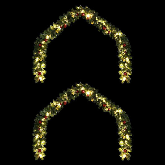 vidaXL Christmas Garland with 600 LEDs 2 pcs Green PVC