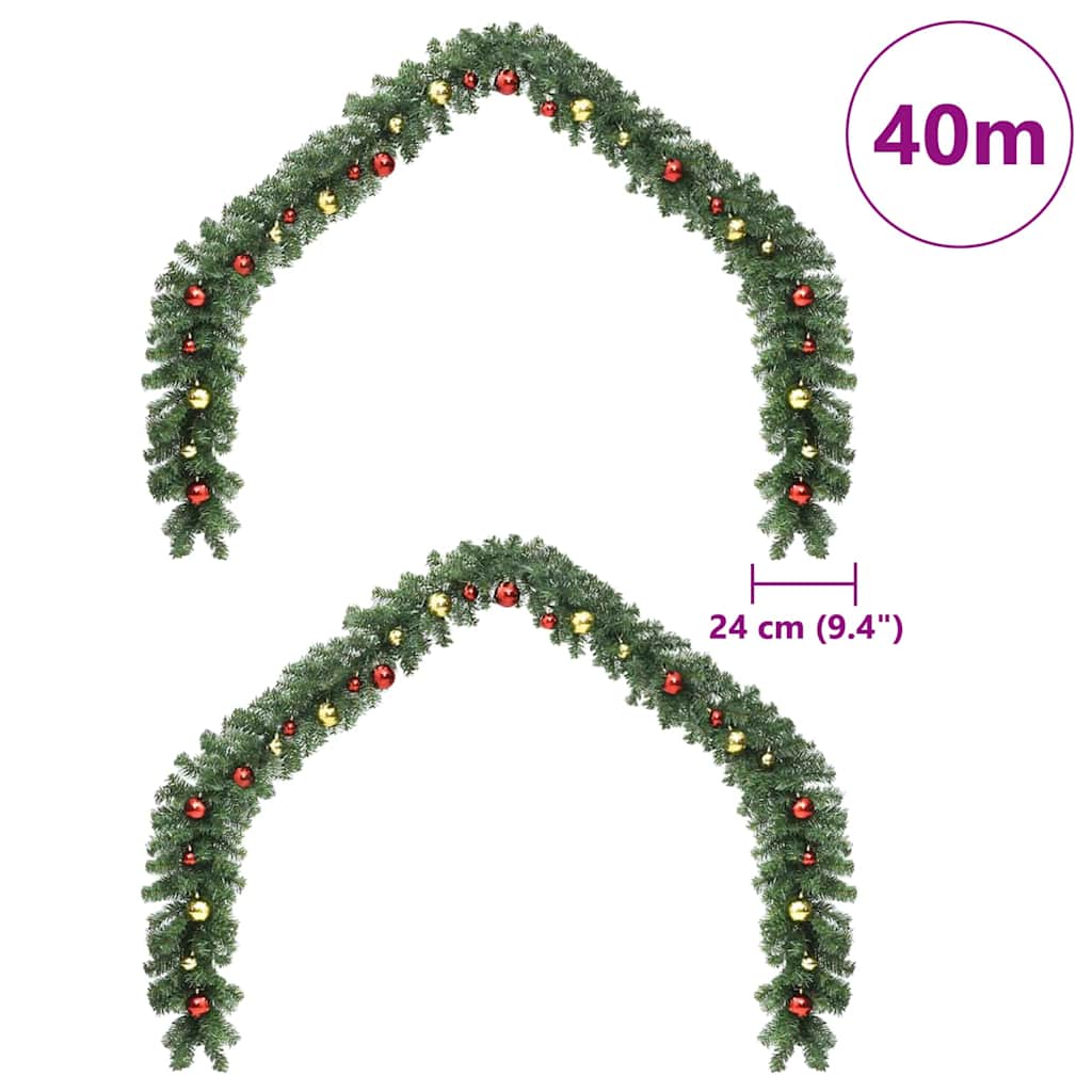 vidaXL Christmas Garland with 600 LEDs 2 pcs Green PVC