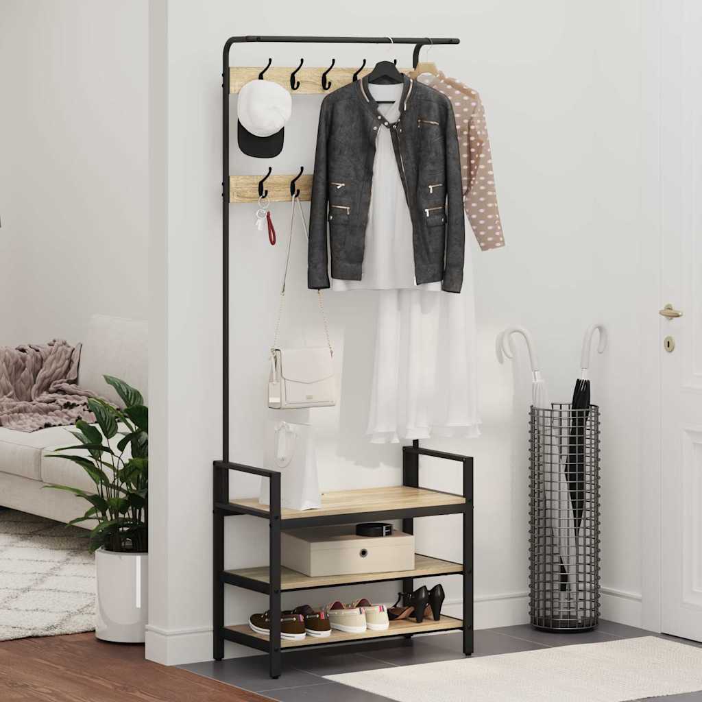 vidaXL Coat Rack Sonoma Oak 75 x 34 x 184 cm Engineered wood