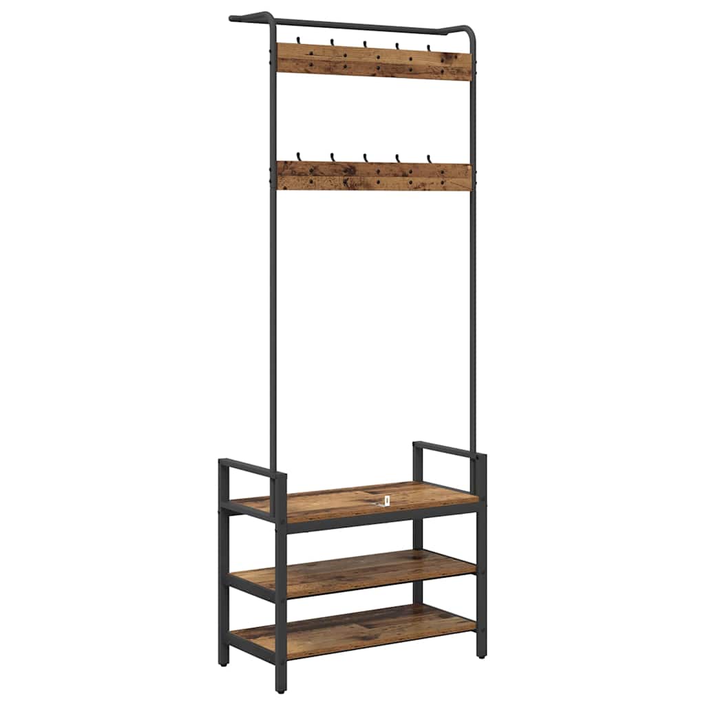 vidaXL Coat Rack with Shelf Old Wood 75 x 34 x 184 cm Engineered wood