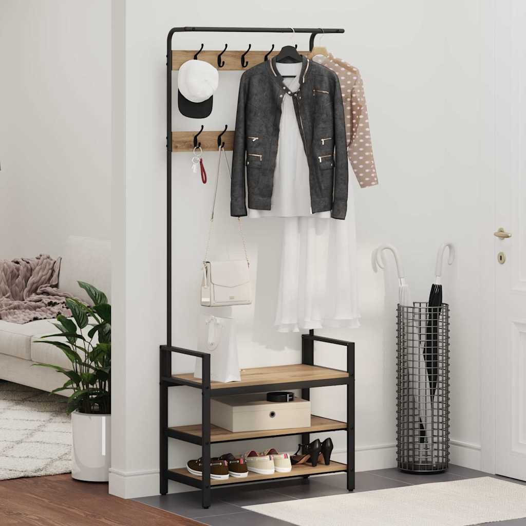 vidaXL Coat Rack Artisan Oak 75 x 34 x 184 cm Engineered wood