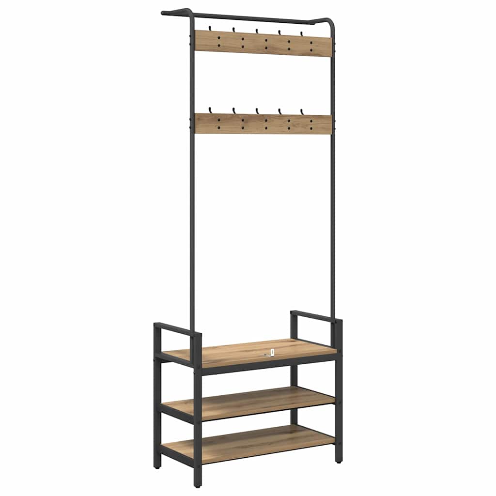 vidaXL Coat Rack Artisan Oak 75 x 34 x 184 cm Engineered wood