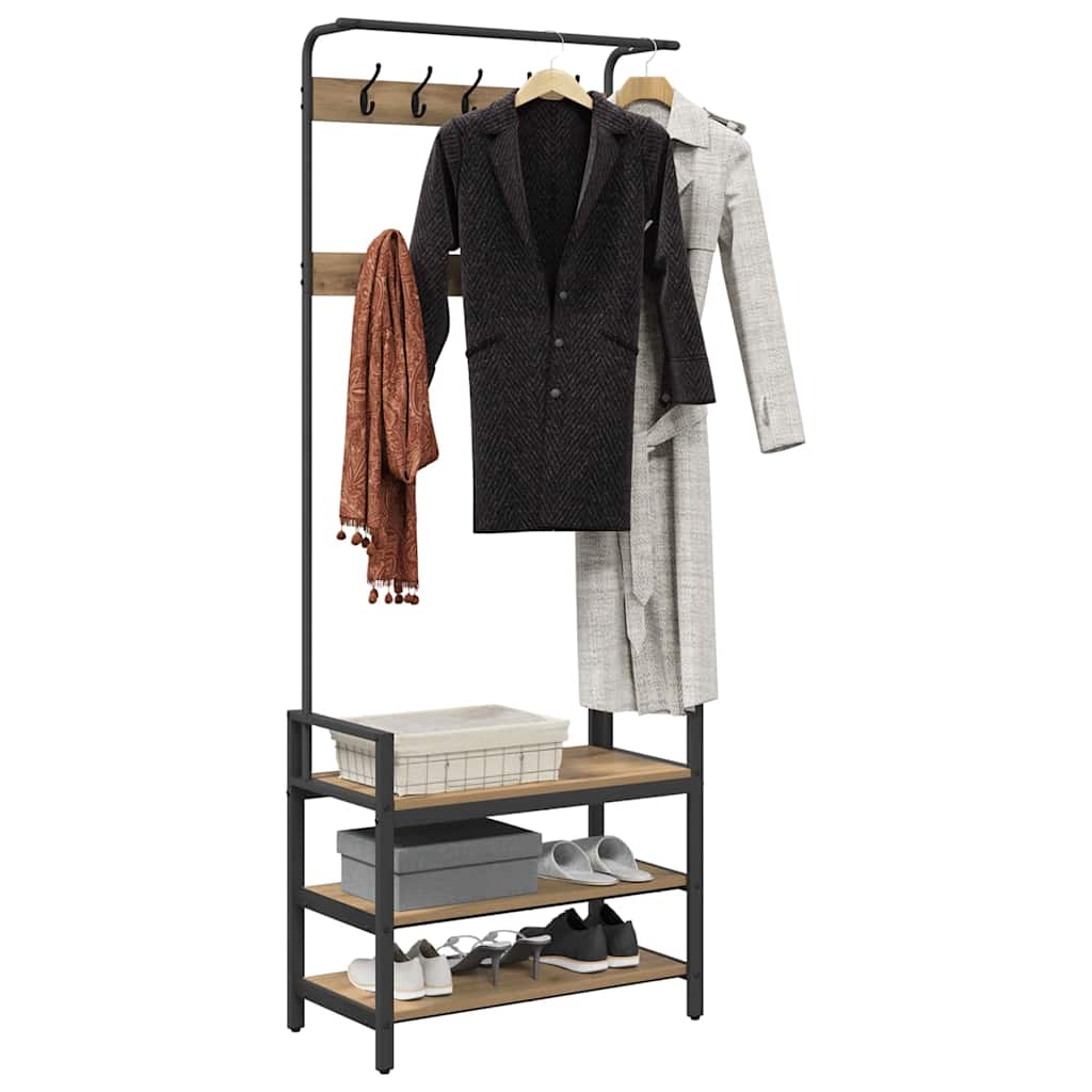 vidaXL Coat Rack Artisan Oak 75 x 34 x 184 cm Engineered wood