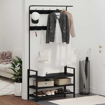 vidaXL Coat Rack with Shelf Black Oak 95 x 34 x 184 cm Engineered wood