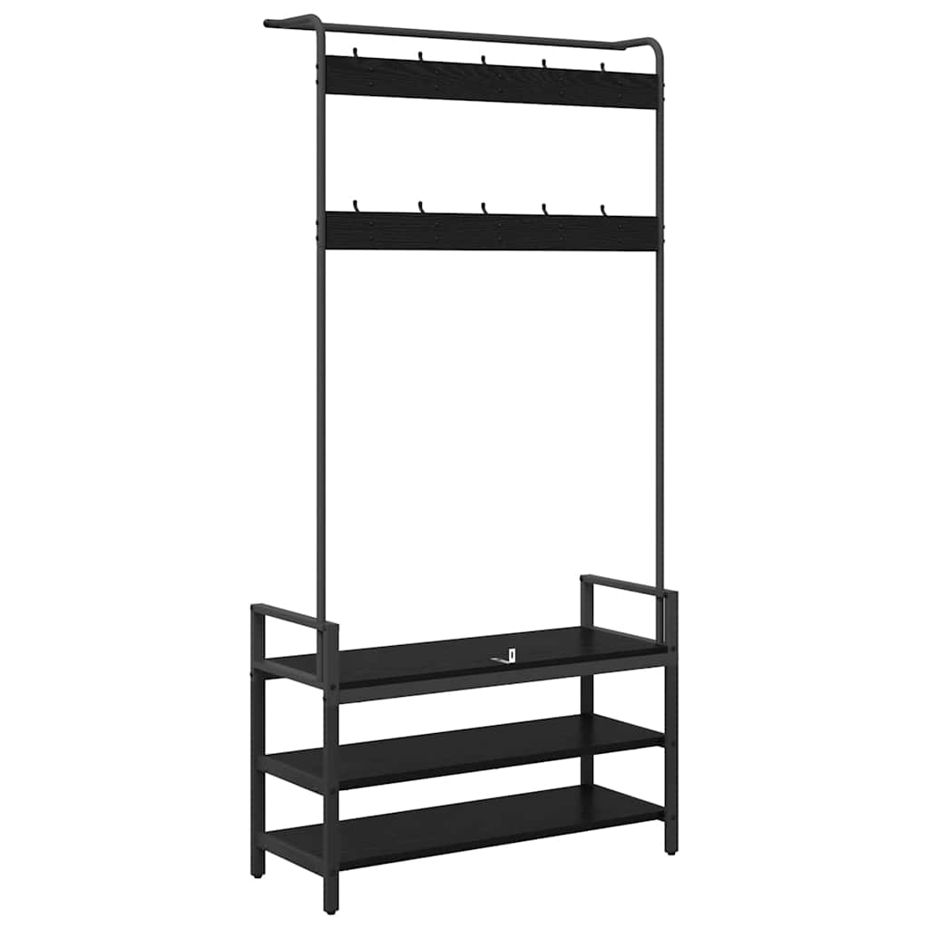 vidaXL Coat Rack with Shelf Black Oak 95 x 34 x 184 cm Engineered wood