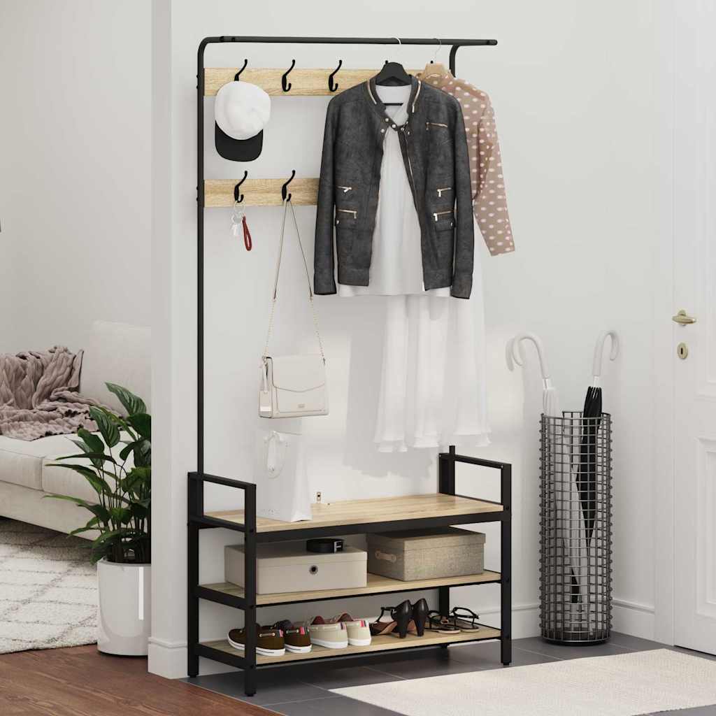 vidaXL Coat Rack Sonoma Oak 95 x 34 x 184 cm Engineered wood