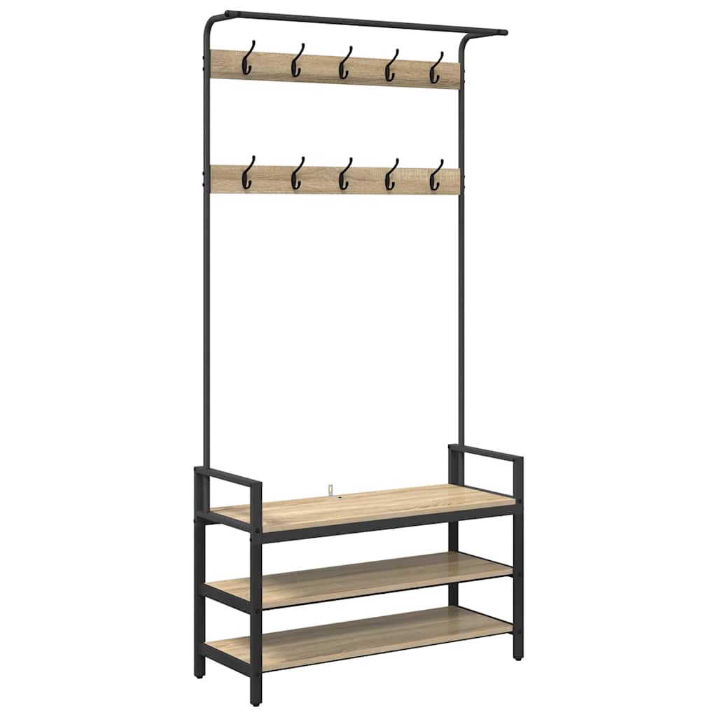 vidaXL Coat Rack Sonoma Oak 95 x 34 x 184 cm Engineered wood