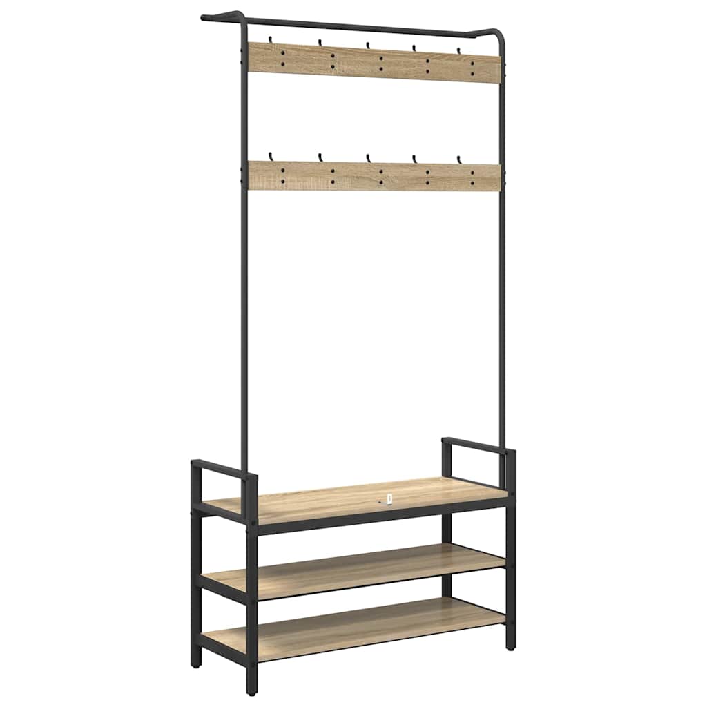 vidaXL Coat Rack Sonoma Oak 95 x 34 x 184 cm Engineered wood