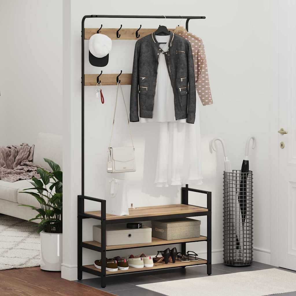 vidaXL Coat Rack Artisan Oak 95 x 34 x 184 cm Engineered wood