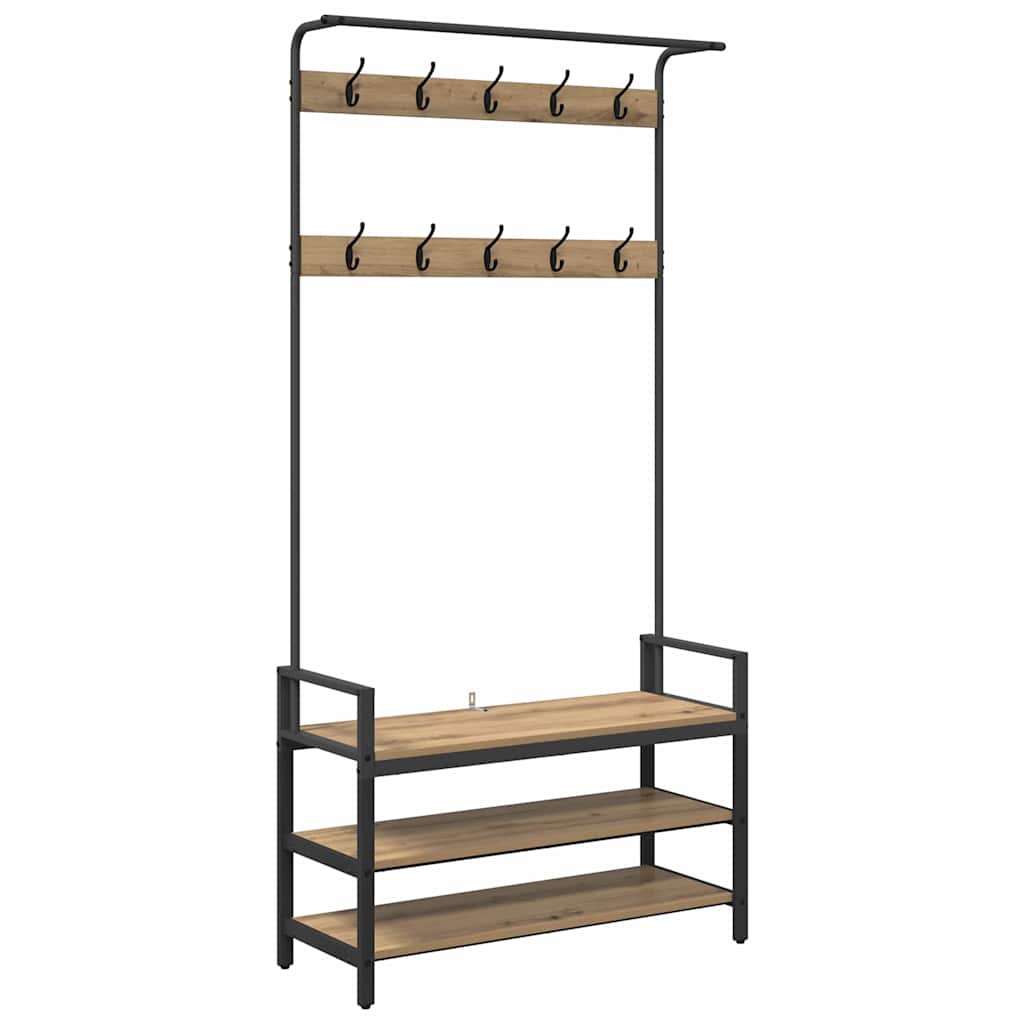 vidaXL Coat Rack Artisan Oak 95 x 34 x 184 cm Engineered wood