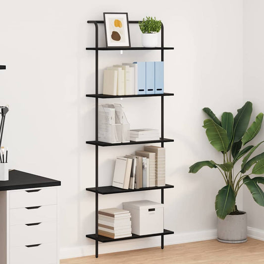 vidaXL Bookshelf 5-Tier 60 x 24 x 168 cm Engineered wood Black Oak