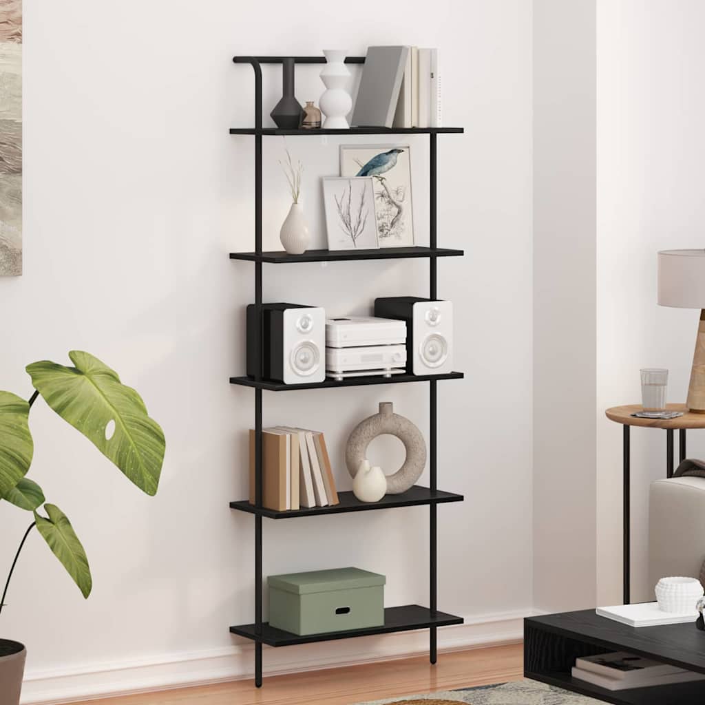 vidaXL Bookshelf 5-Tier 60 x 24 x 168 cm Engineered wood Black Oak