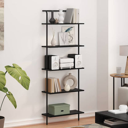 vidaXL Bookshelf 5-Tier 60 x 24 x 168 cm Engineered wood Black Oak