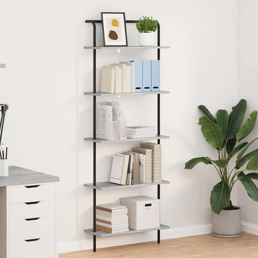vidaXL Bookshelf 5-Tier 60 x 24 x 168 cm Engineered wood Grey Sonoma