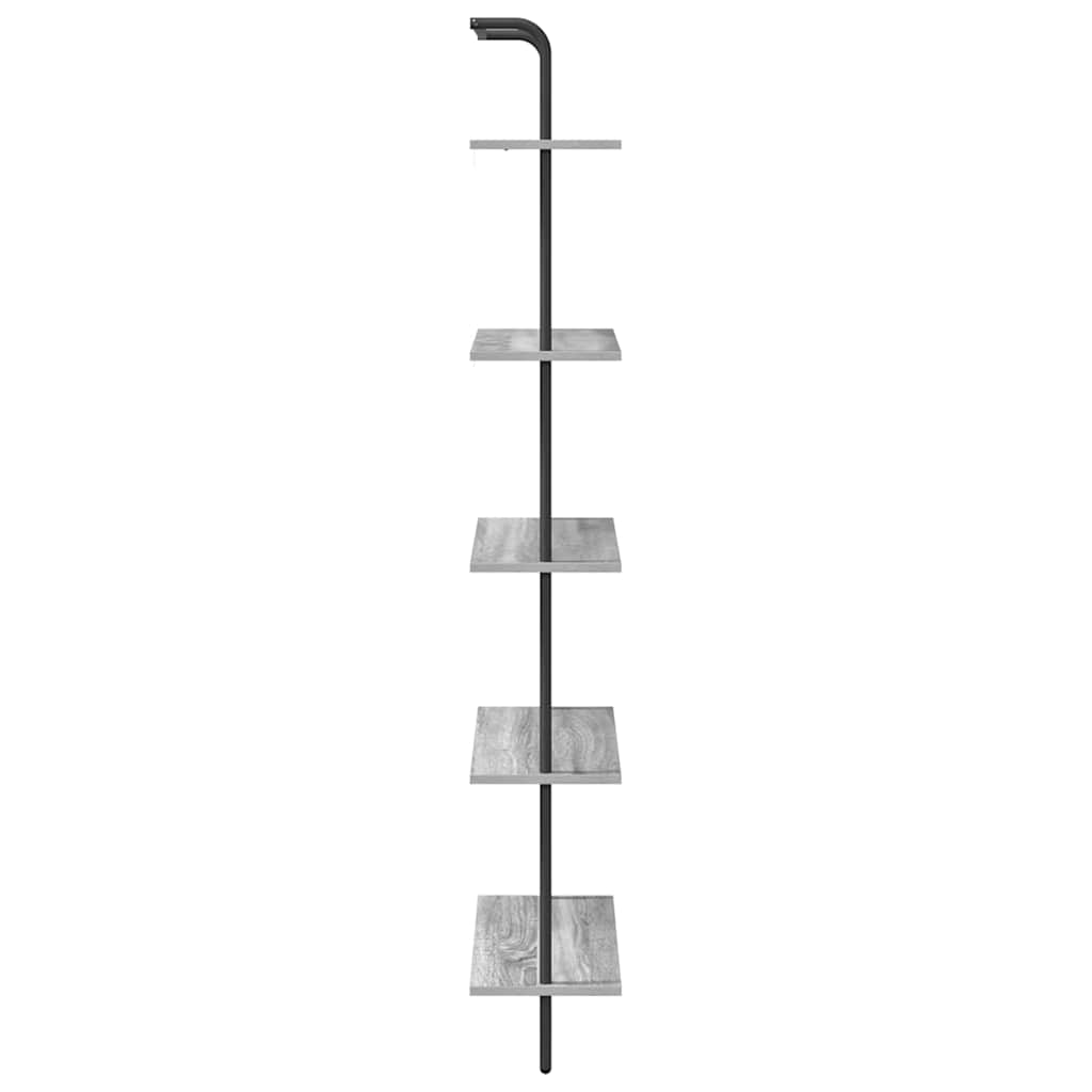 vidaXL Bookshelf 5-Tier 60 x 24 x 168 cm Engineered wood Grey Sonoma